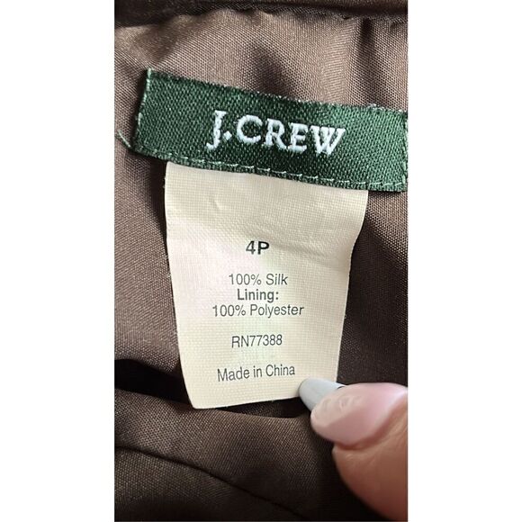 J. CREW 100% Silk Dress Size 4P Petite Chocolate Brown Surplice Midi Lined - Picture 6 of 8